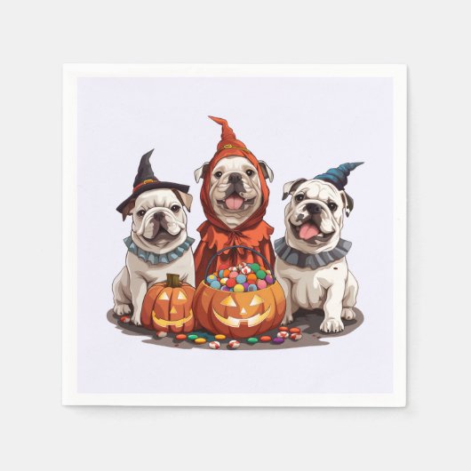 Halloween Engelse Bulldogs Pumpkin Servet (Voorkant)