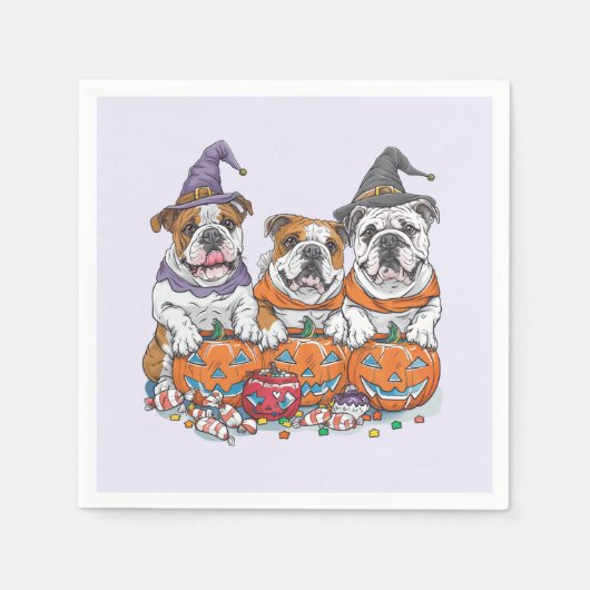 Halloween Engelse Bulldogs Pumpkin Servet (Voorkant)