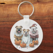 Halloween Engelse Bulldogs Pumpkin Sleutelhanger (Achterkant)