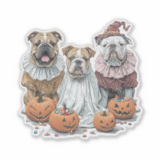 Halloween Engelse Bulldogs Pumpkin Sticker (Voorkant)