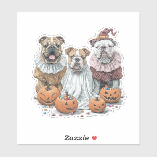 Halloween Engelse Bulldogs Pumpkin Sticker (Vel)