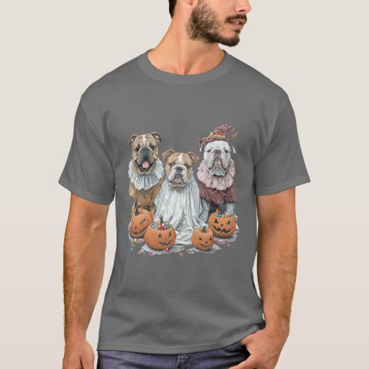 Halloween Engelse Bulldogs Pumpkin T-shirt (Voorkant)
