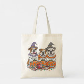 Halloween Engelse Bulldogs Pumpkin Tote Bag (Achterkant)