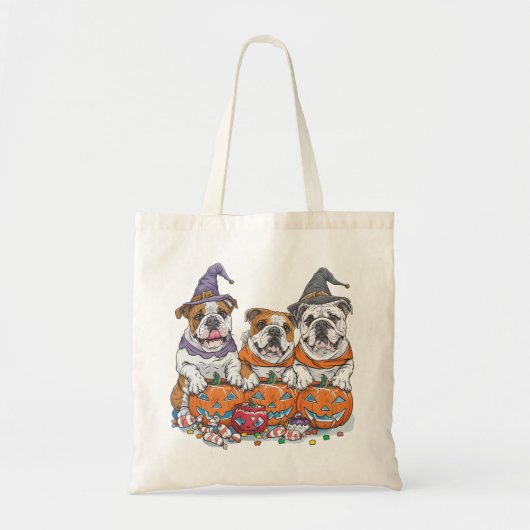 Halloween Engelse Bulldogs Pumpkin Tote Bag (Voorkant)