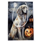 Halloween Engelse Setter Met Pompoenen Griezelen Medium Cadeauzakje (Voorkant)