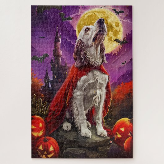 Halloween Engelse Setter Vampier Pompoenen Eng Legpuzzel (Verticaal)