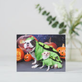 Halloween English Bulldog Spike - Chihuahua Gizmo Briefkaart (Staand voorkant)
