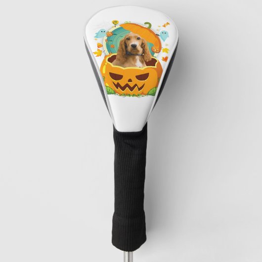 Halloween English Cocker Spaniel Dog Pumpkin Golfheadcover (Voorkant)