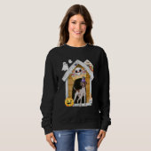 Halloween English Pointer Dog Witch Haunted House Trui (Voorkant volledig)