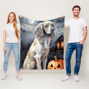 Halloween English Setter with Pumpkins Scary Fleece Deken