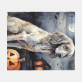 Halloween English Setter with Pumpkins Scary Fleece Deken (Voorkant (Horizontaal))