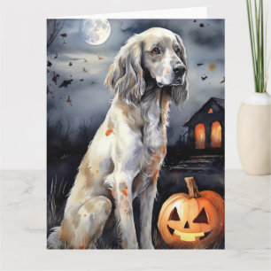 Halloween English Setter with Pumpkins Scary Kaart