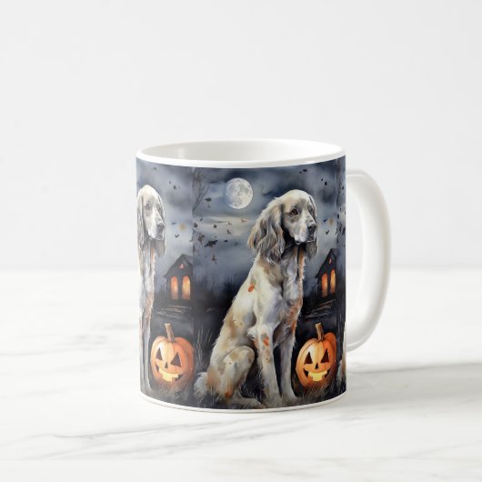 Halloween English Setter with Pumpkins Scary Koffiemok (Voorkant rechts)