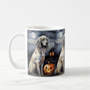 Halloween English Setter with Pumpkins Scary Koffiemok
