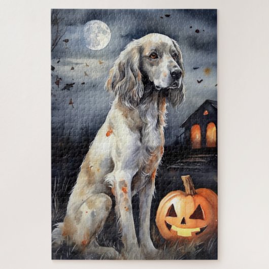 Halloween English Setter with Pumpkins Scary Legpuzzel (Verticaal)