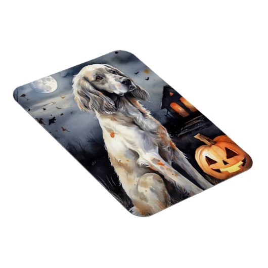 Halloween English Setter with Pumpkins Scary Magneet (Rechterzijde)