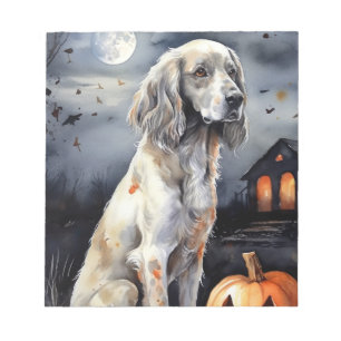 Halloween English Setter with Pumpkins Scary Notitieblok