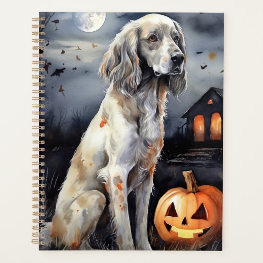 Halloween English Setter with Pumpkins Scary Planner (Voorkant)