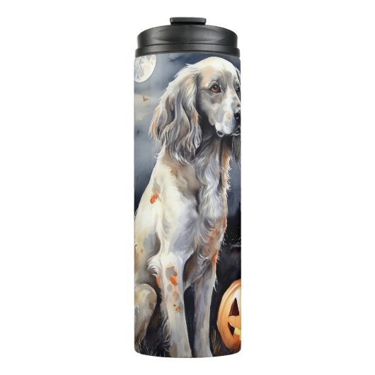 Halloween English Setter with Pumpkins Scary Thermosbeker (Voorkant)