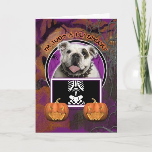Halloween - enkel een Griezelige Lil - Buldog Kaart (Voorkant)