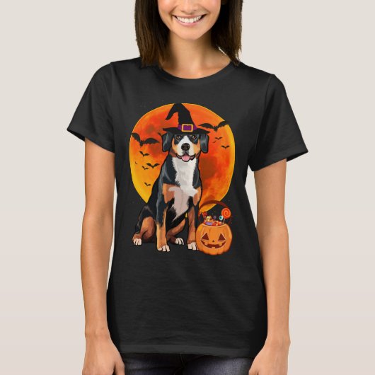 Halloween Entlebucher Mountain Dog Jack O Lantern  T-shirt (Voorkant)