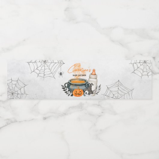 Halloween Er wordt een baby gebrouwen Baby Shower  Waterfles Etiket (Enkel label)