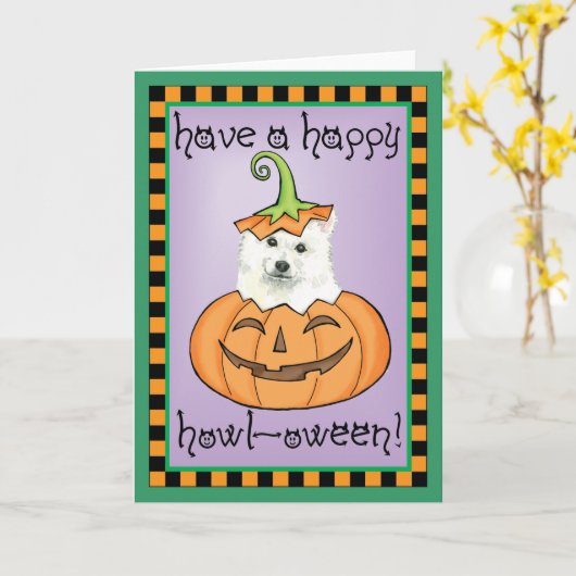 Halloween Eskie Kaart (Gele Bloem)