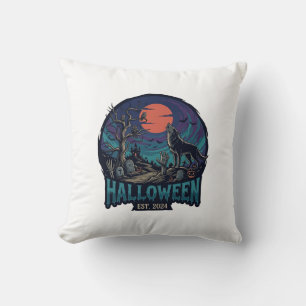 Halloween Est Howling Wolf Red Moon Zombie Hand_1 Kussen