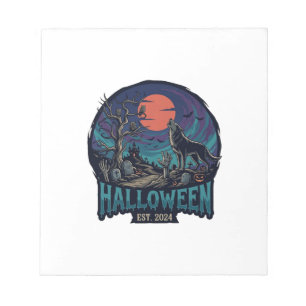 Halloween Est Howling Wolf Red Moon Zombie Hand_1 Notitieblok