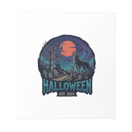 Halloween Est Howling Wolf Red Moon Zombie Hand_1 Notitieblok (Voorkant)