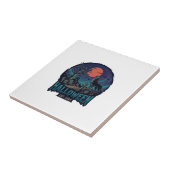 Halloween Est Howling Wolf Red Moon Zombie Hand_1 Tegeltje (Zijkant)
