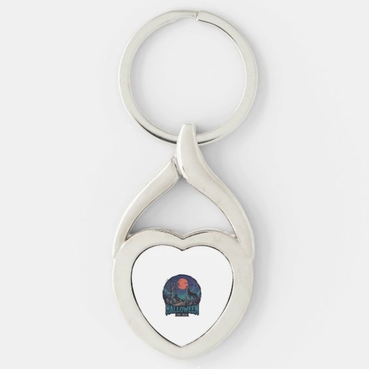 Halloween Est Howling Wolf Rode Maan Zombie Hand_1 Sleutelhanger (Voorkant)