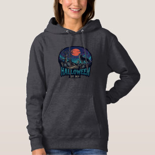 Halloween Est Huilende Wolf Rode Maan Zombie Hand_ Hoodie