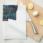 Halloween Est Huilende Wolf Rode Maan Zombie Hand_ Theedoek (Quarter Fold)