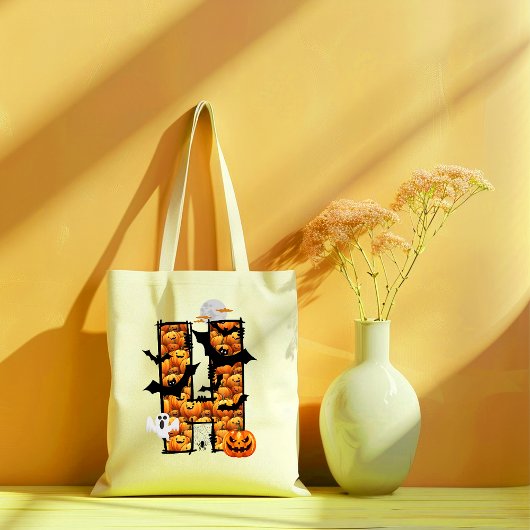 Halloween esthetische letter H canvas tas