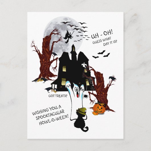 Halloween - Euh Oh, denk eens hoe laat het is Briefkaart (Voorkant)