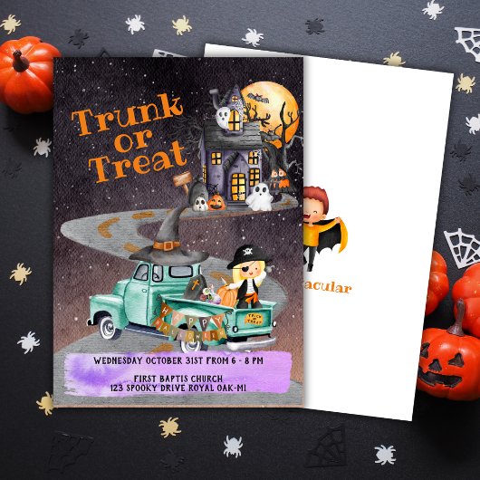 Halloween Evenement Uitnodiging Trunk of Treat Kin