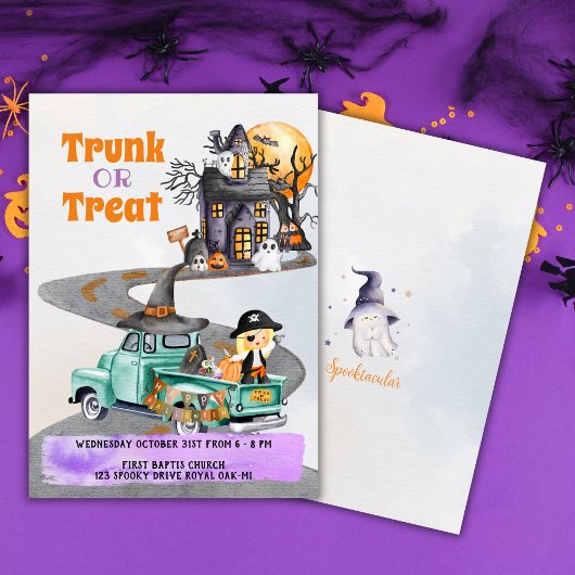 Halloween Evenement Uitnodiging Trunk of Treat Sch
