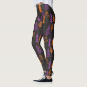Halloween Evergreen Trees Pattern Black Sinaasappe Leggings (Links)