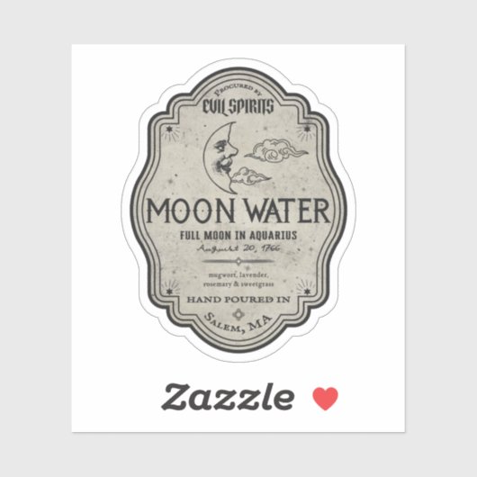Halloween Evil Moon Water Magic Potion Sticker (Vel)