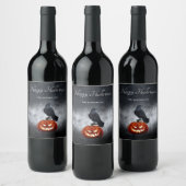 Halloween Evil Pumpkin en Raven Personalized Wijn Etiket (Flessen)