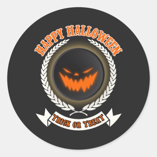 Halloween Evil Pumpkin Face Spooky Night Ronde Sticker (Voorkant)