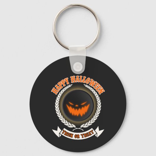 Halloween Evil Pumpkin Face Spooky Night Sleutelhanger (Voorkant)