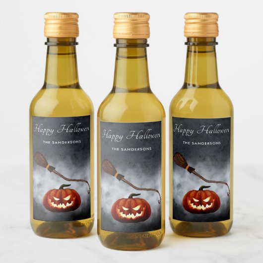 Halloween Evil Pumpkin gepersonaliseerd Wijn Etiket (Flessen)