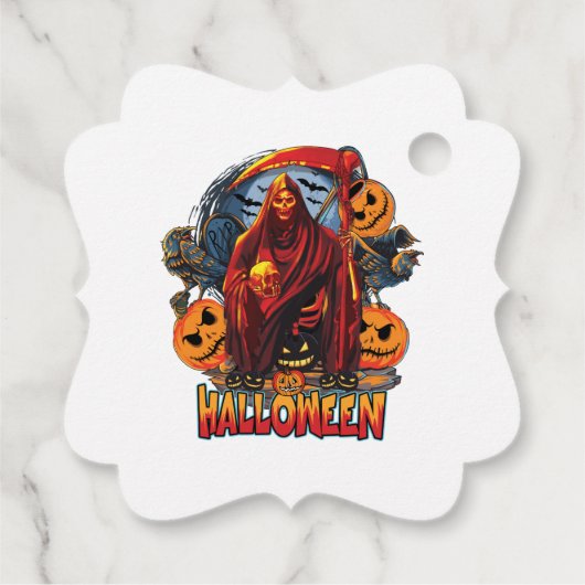 Halloween Evil skeleton, pompoen Bedankjes Labels (Achterkant)