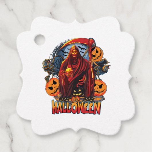 Halloween Evil skeleton, pompoen Bedankjes Labels (Voorkant)