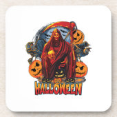 Halloween Evil skeleton, pompoen Bier Onderzetter (Voorkant)