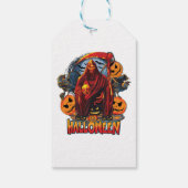 Halloween Evil skeleton, pompoen Cadeaulabel (Achterkant)