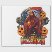 Halloween Evil skeleton, pompoen Cadeaupapier (Vlak)