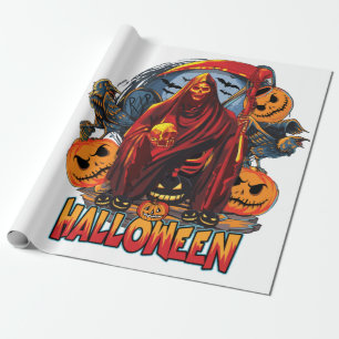 Halloween Evil skeleton, pompoen Cadeaupapier